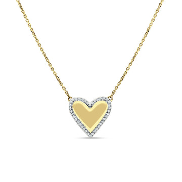 Heart Pendant Diamond Necklace 14K Yellow Gold 0.07ct Wholesale